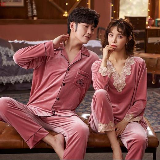 高定年代【金丝绒情侣家居服】男女两件套加厚秋冬加绒简约轻奢高级感睡衣 商品图3