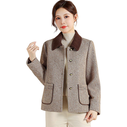 QYM CS25D87-Y时尚外套仿貂绒毛呢外套宽松加厚保暖上衣 商品图4