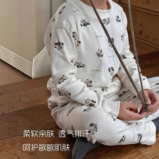 天然有机棉～90-180码 儿童零敏衣保暖套装 秋衣秋裤儿童家居服全棉保暖衣 柔软贴肤抗静电 商品图3