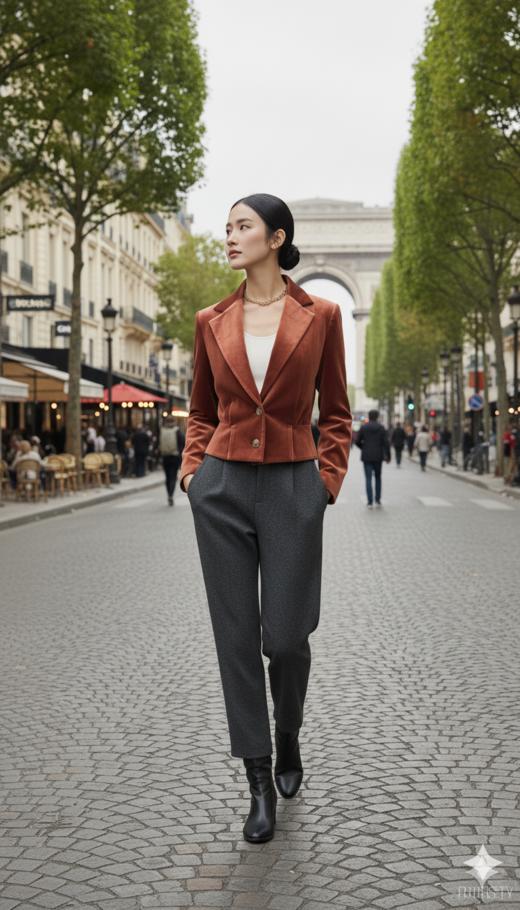 时尚西服领短款收腰外套 商品图4