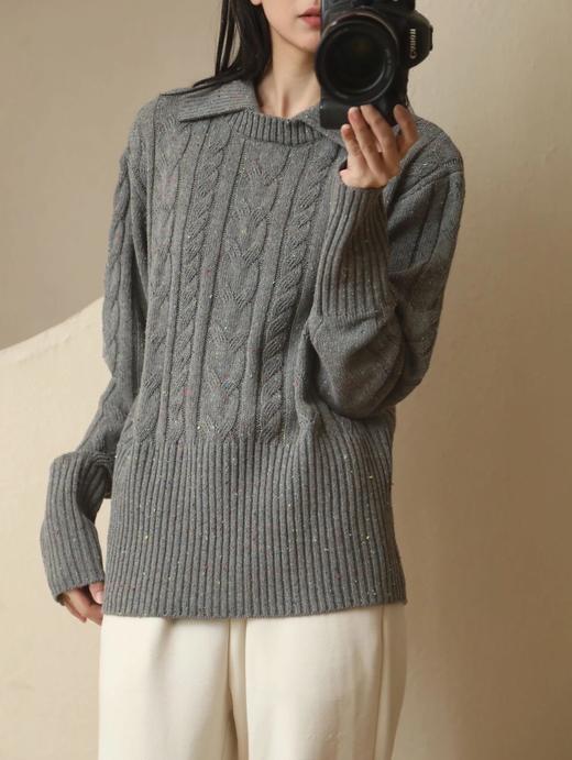 羊毛彩点复古翻领毛衣 C12TJ-99992 商品图5