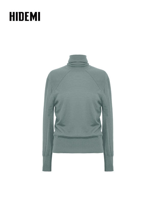 HIDEMI 进口澳洲美利奴羊毛立体双层拼接宽肩小头神器高领可外穿半宽松打底毛衣 商品图12