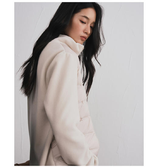 【多妈团购 小轻绒外套9780】匈牙利白鸭绒填充，绒子含量90%，吸湿透气，轻盈保暖，前片羽绒，袖子后背摇粒绒，上身不臃肿-连横 商品图6