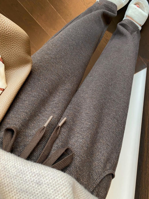 【百图lulu定制】【预售10天发】【鱼骨纹羊毛裤】羊毛 醋酸混纺  有质感 休闲裤 商品图3