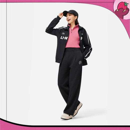 李宁女子2024秋季直筒宽松运动裤AKLU310-3 商品图0