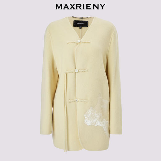 【商场同款-节庆新中式】MAXRIENY珠片绣花中式复古毛呢外套女(货号:MC85JA790) 商品图4