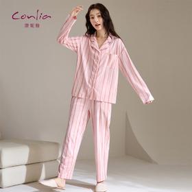 康妮雅女式长袖长裤开襟套装 53W62T004