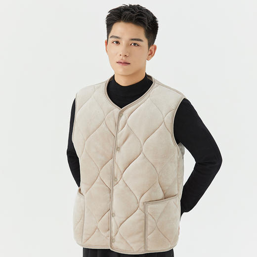 【内里加厚冬绒更保暖❗️出行防风轻便有型】新款男女通用男士冬季绒面加绒休闲男款家居扣棉马甲。hb 商品图3