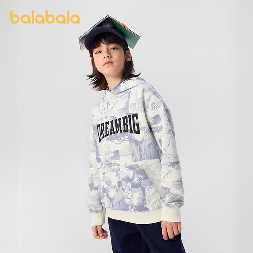 巴拉巴拉儿童卫衣男童秋装中大童长袖上衣满印时尚舒适连帽百搭潮 商品图0