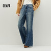 森马牛仔裤女冬腰带抓绒宽松喇叭裤做旧2025新款高街港风街头长裤 商品缩略图1