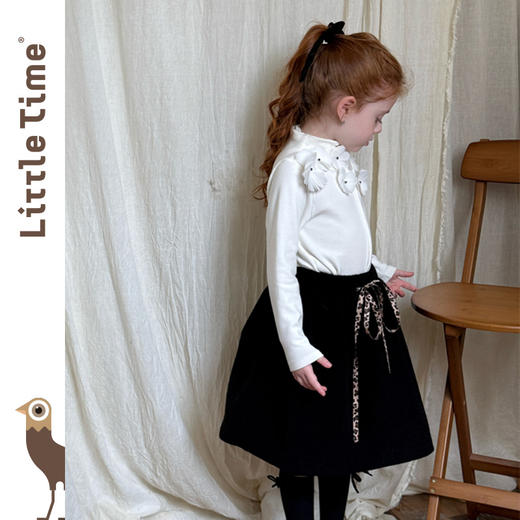 littletime女童T恤2025秋冬新款儿童立体花朵打底衫女宝长袖上衣 商品图2