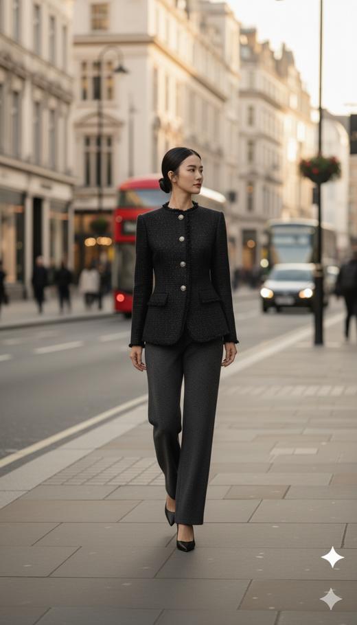 翘肩收腰一粒扣虚边木耳边外套 商品图0