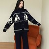 超季款【马年限定】2026秋冬新款马年高级感半边绒开衫睡衣女藏青色显白家居服套装可外穿 商品缩略图1