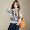 海军领条纹针织衫，慵懒风蝴蝶结长袖上衣显瘦毛衣打底衫CC-XFY-3201 商品缩略图3