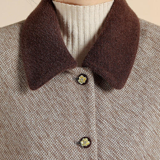 QYM CS25D87-Y时尚外套仿貂绒毛呢外套宽松加厚保暖上衣 商品图3