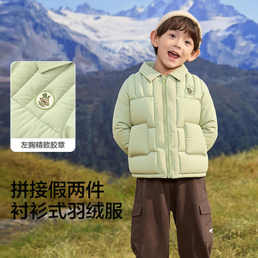 【商场同款】巴拉巴拉男童羽绒服衬衫式假两件外套2025新款冬装潮 商品图3