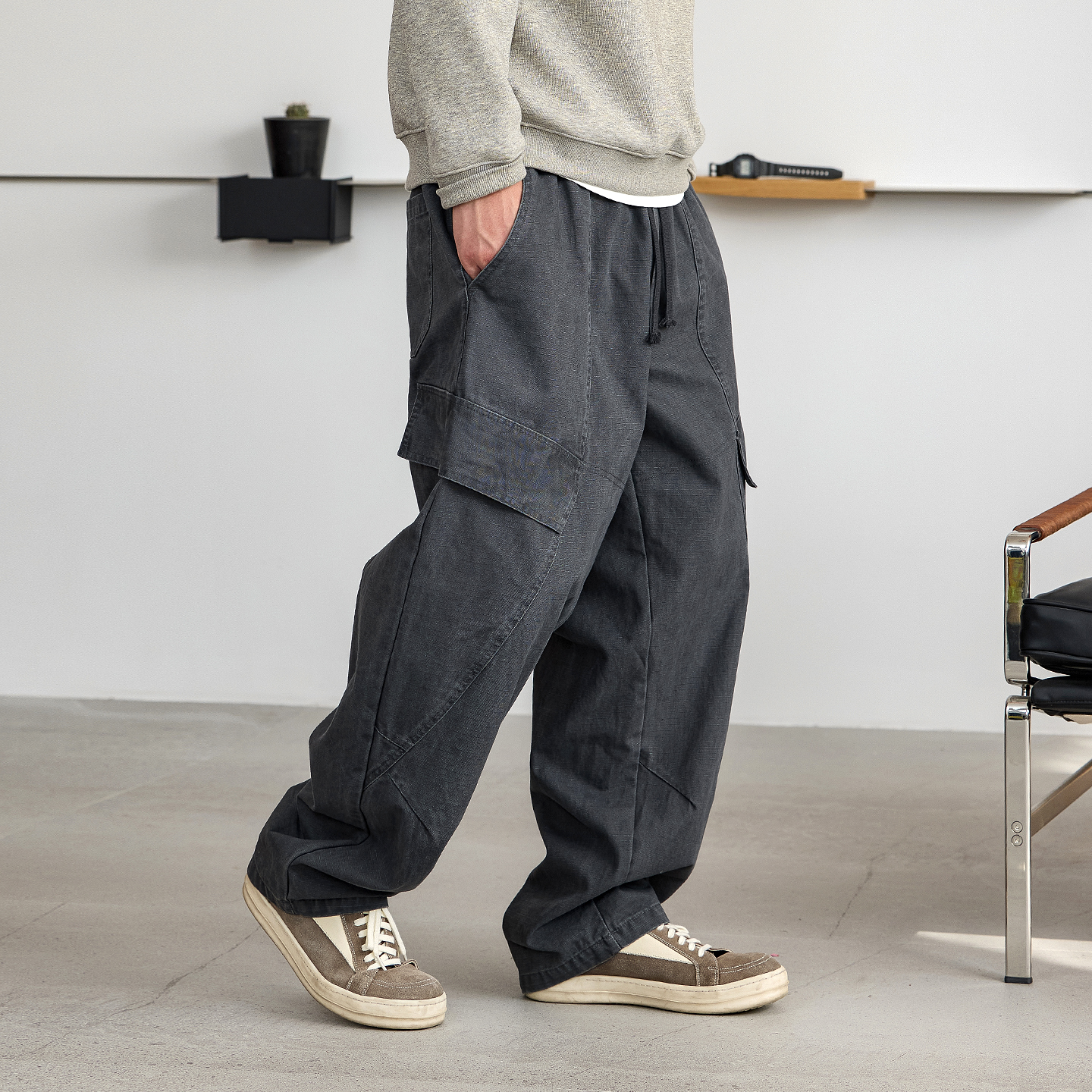 徐太浪【多口袋 立体裁剪】大码工装裤男春秋宽松直筒休闲裤长裤