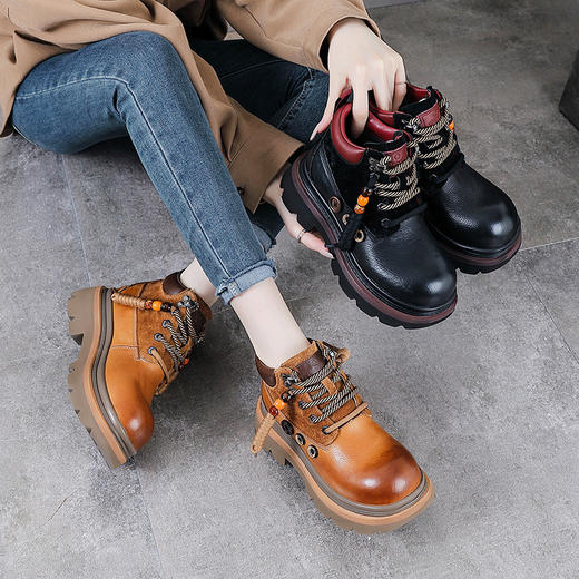 YR 2899复古马丁靴增高休闲及踝短靴工装靴 商品图0