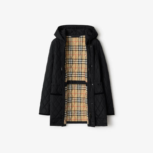 BURBERRY 巴宝莉 女士马术骑士徽标标签绗缝尼龙派克棉服 黑色 8110531 C1900 商品图1