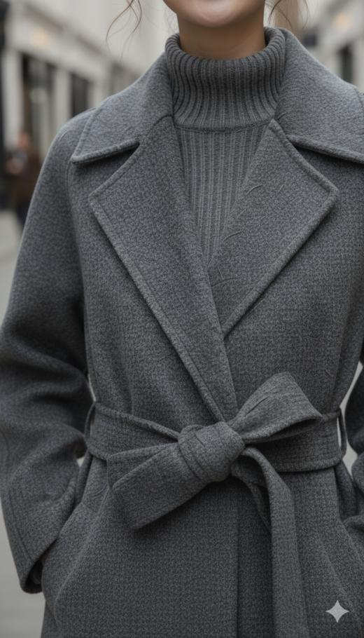 大包珠边大翻领手工大衣 商品图4