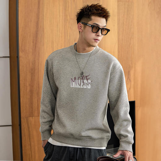 徐太浪【痞帅设计 字母涂鸦】加绒套头卫衣男秋季休闲内搭打底衫上衣 商品图0