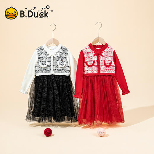 B.Duck小黄鸭童装冬季针织连衣裙105-150码 FF5680901 商品图1