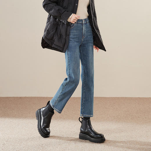 【上新-加绒-烟管裤】逸阳秋冬加绒直筒裤弹力舒适显瘦牛仔裤4905B 商品图5