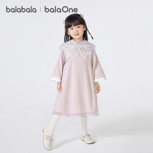 巴拉巴拉balaOne童装女童连衣裙2025秋新款新中式旗袍裙儿童裙子 商品图0