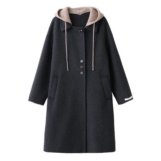 HR1231高级感连帽双面羊毛大衣2025秋冬新款长款气质女式毛呢外套 商品图4