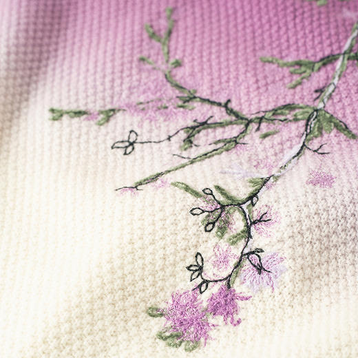 【林栖设计小店】（现货）绣花毛织连衣裙紫色渐变优雅花边2025秋冬新款a字长裙女T1954228 商品图2