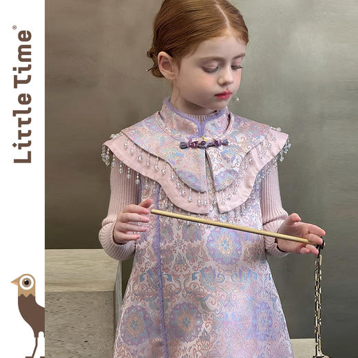 littletime女童旗袍2025秋冬新款儿童新中式国风连衣裙女宝礼服裙 商品图4
