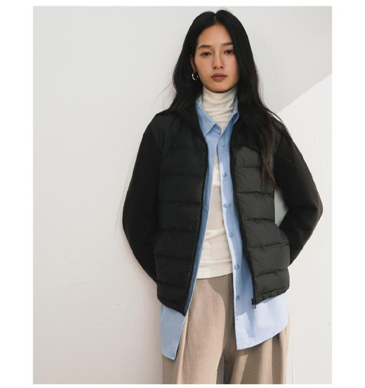 【多妈团购 小轻绒外套9780】匈牙利白鸭绒填充，绒子含量90%，吸湿透气，轻盈保暖，前片羽绒，袖子后背摇粒绒，上身不臃肿-连横 商品图11