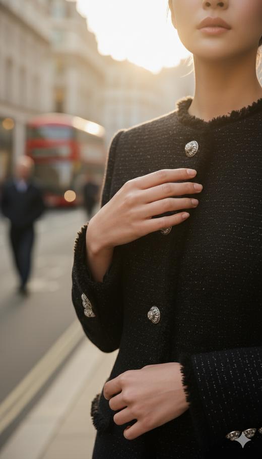 翘肩收腰一粒扣虚边木耳边外套 商品图6