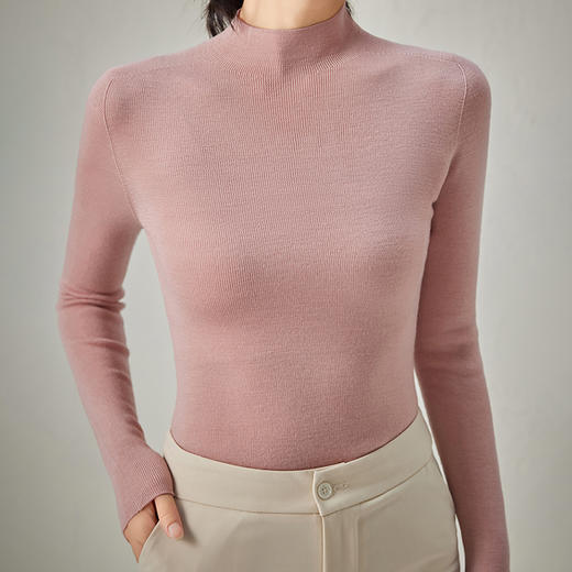 半身缘女装 秋季修身一体纺织半高领羊毛衫253113M01240058 商品图1