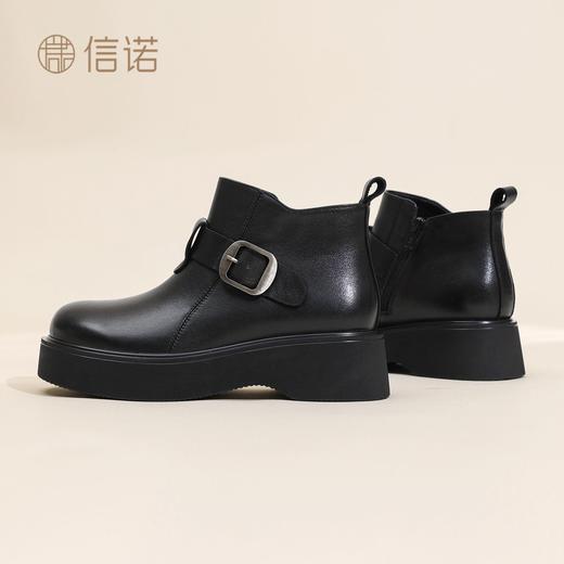 信诺妈妈棉鞋真皮厚底切尔西靴女2025冬季新款英伦风短靴加绒保暖5M590-2D 商品图8