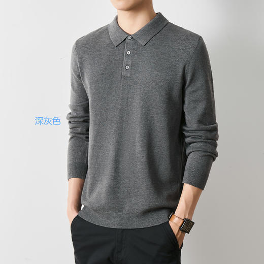 【秋冬服饰丨男士针织polo衫】面料亲肤舒适，高密螺纹POLO领口设计，经典简约，修饰脸型，织法细腻，平整自然，久穿不变形，多场景都适合，多种颜色可选~ 商品图5