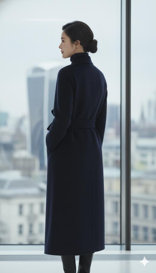 设计女王大摆双面手工超长腰带大衣 商品图2