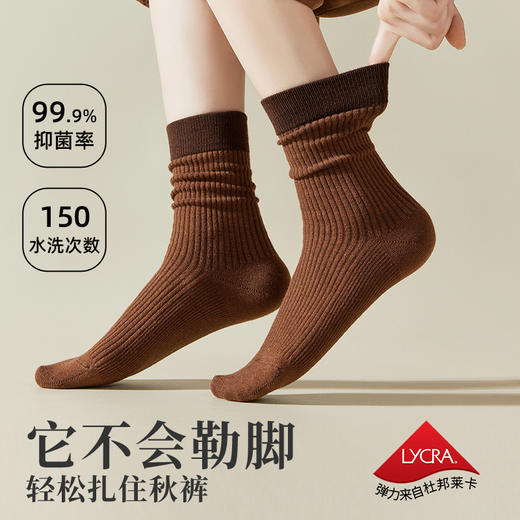 热卖！鸭鸭冬季新品 抗菌防螨羊毛中筒袜H6111男款/H8597女款 保暖不臃肿 5双装 商品图3