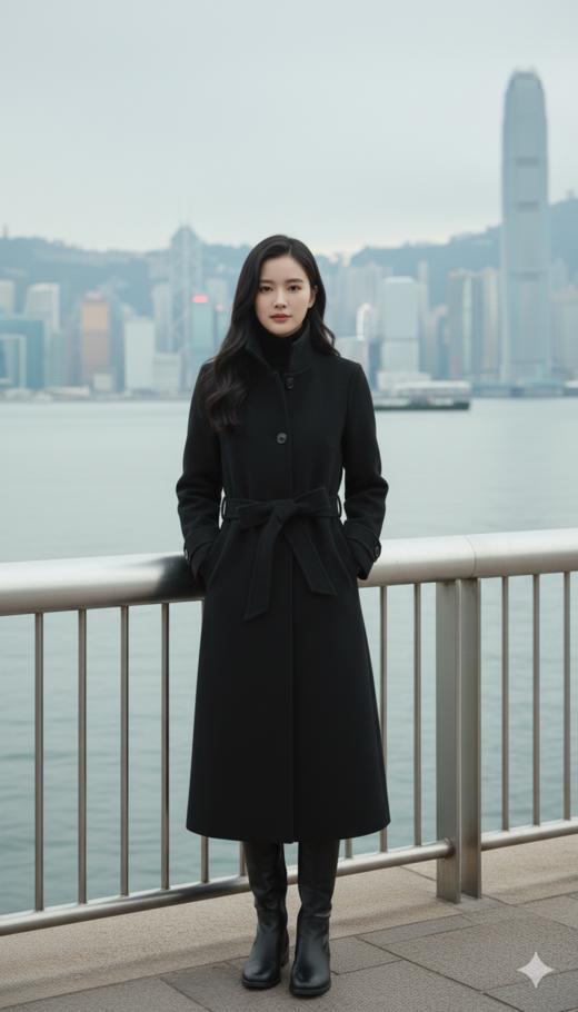 插肩袖小翻领长款大衣 商品图0