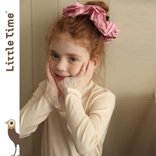 littletime女童长袖T恤2025秋冬新款儿童公主水晶闪闪打底衫上衣 商品图1
