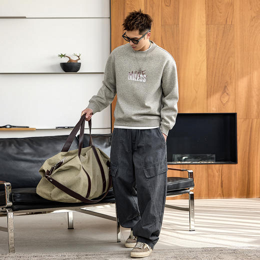 徐太浪【痞帅设计 字母涂鸦】加绒套头卫衣男秋季休闲内搭打底衫上衣 商品图2