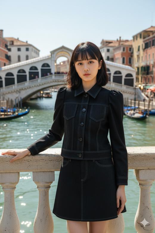 设计荷叶摆撞明线短半裙 商品图1