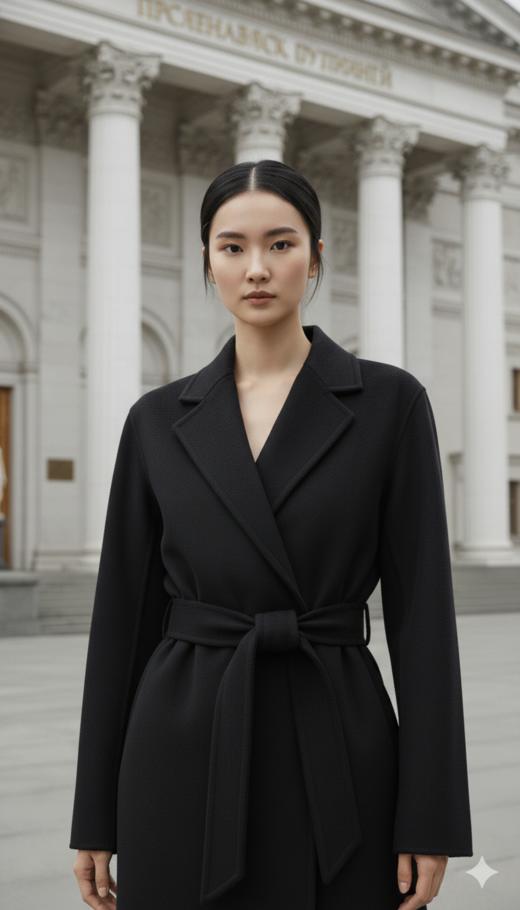 双面手工超长腰带大衣 商品图2