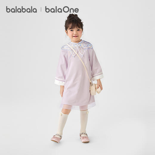 巴拉巴拉balaOne童装女童连衣裙2025秋新款新中式旗袍裙儿童裙子 商品图1