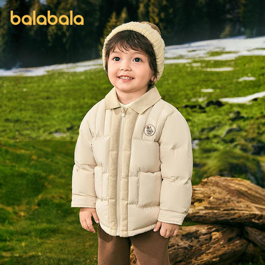 【商场同款】巴拉巴拉男童羽绒服衬衫式假两件外套2025新款冬装潮 商品图0