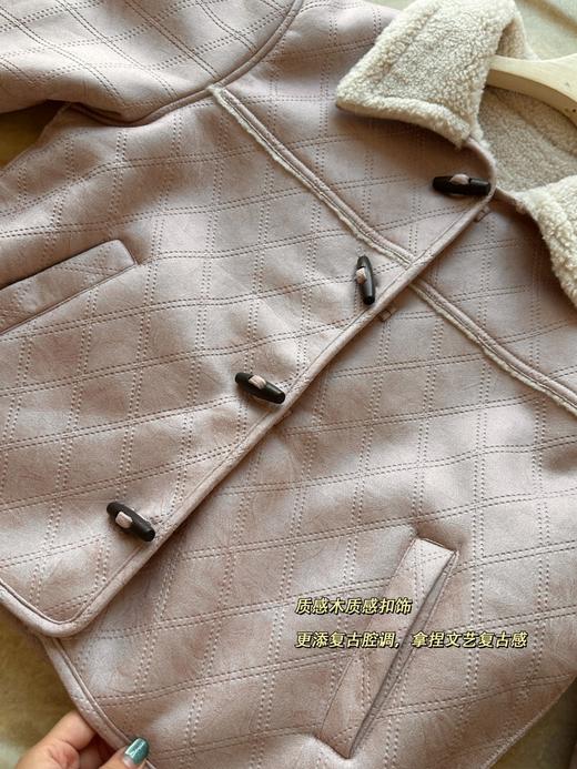 香y同款麂皮绒仿生皮草皮毛一体牛角扣外套 商品图11