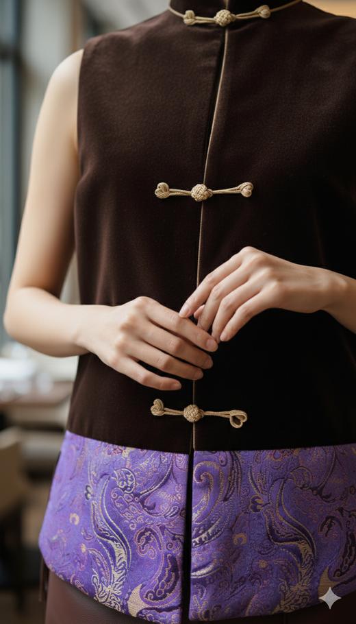 新中式两面可穿拼色马甲 商品图2