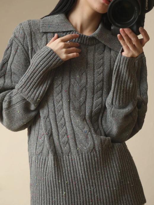 羊毛彩点复古翻领毛衣 C12TJ-99992 商品图6