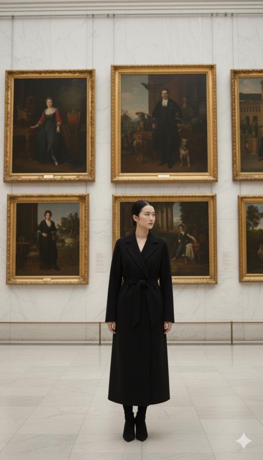 双面手工超长腰带大衣 商品图4