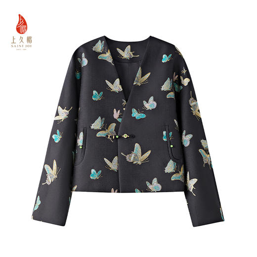 上久楷女式宋锦外套 中式上衣 晴春蝶戏 CY1025203001 商品图3